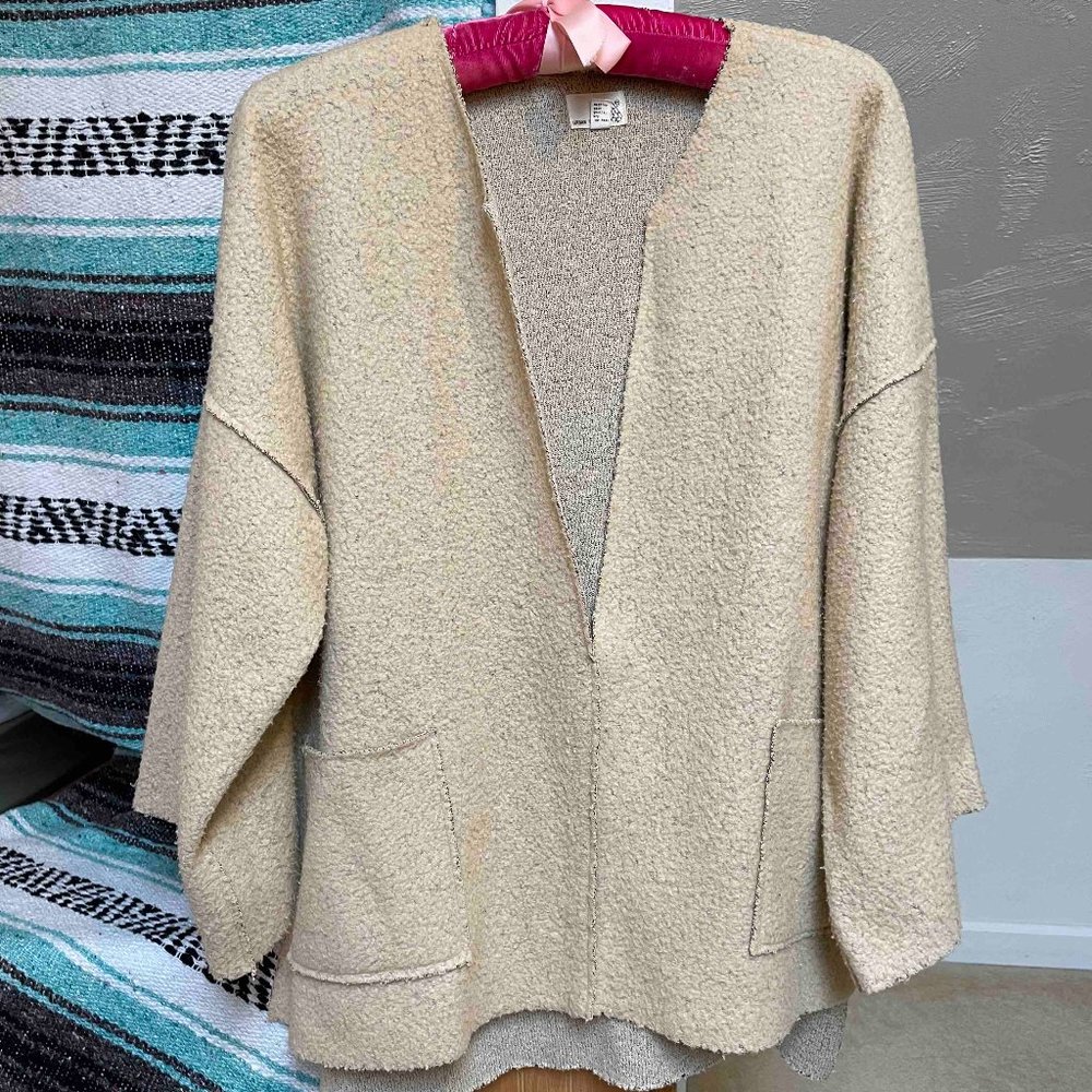 Urban Outfitters Urban Renewal Fleece Poncho Beige S/M